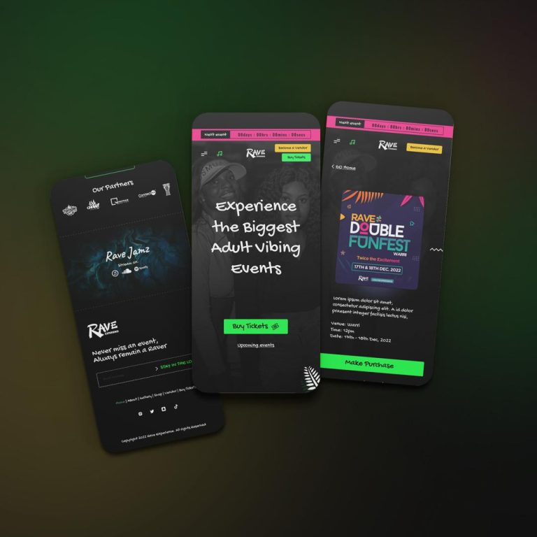 Rave Website Mockup